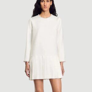 SANDRO SHORT SATIN-EFFECT BEADED DRESS (NWT)